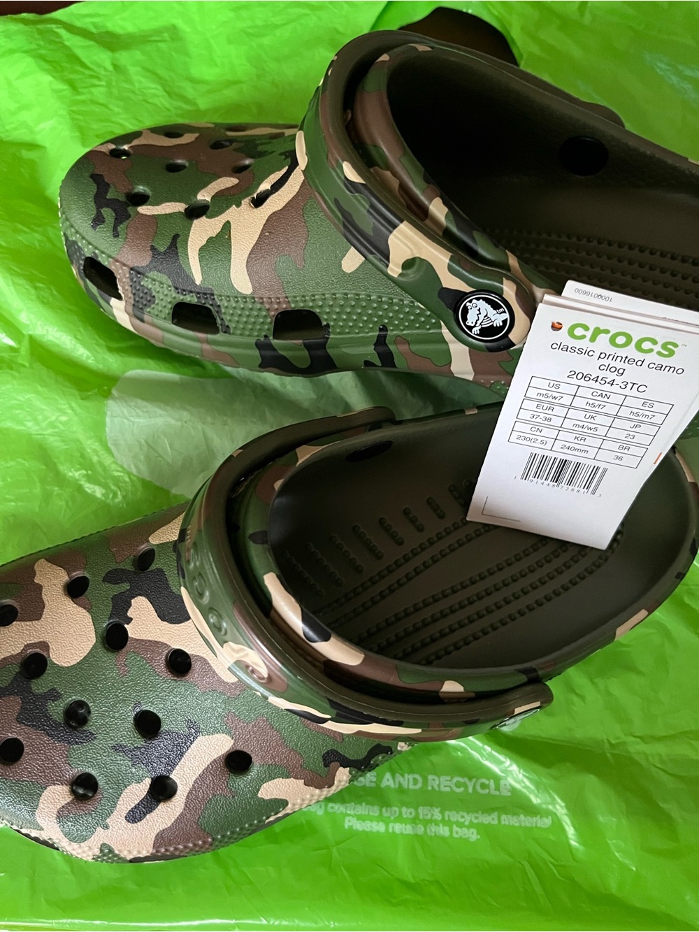CROCS Classic Printed Camo Clog in Green, Brown & Tan